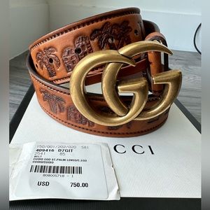 Women’s Calfskin Gucci Loved Embossed Double G Belt size 80cm (34in)